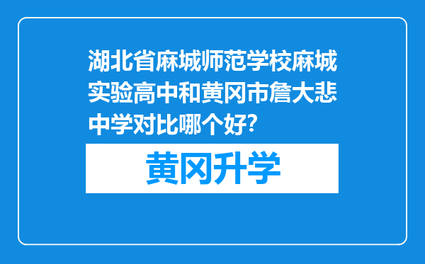 湖北省麻城师范学校麻城实验高中和黄冈市詹大悲中学对比哪个好？