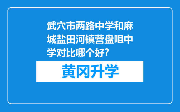 武穴市两路中学和麻城盐田河镇营盘咀中学对比哪个好？