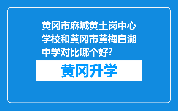 黄冈市麻城黄土岗中心学校和黄冈市黄梅白湖中学对比哪个好？