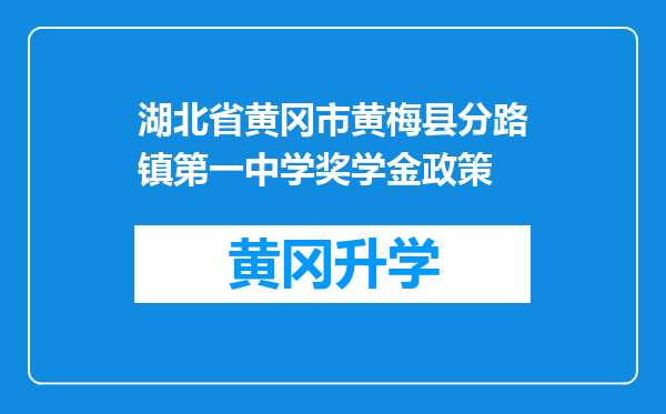 湖北省黄冈市黄梅县分路镇第一中学奖学金政策