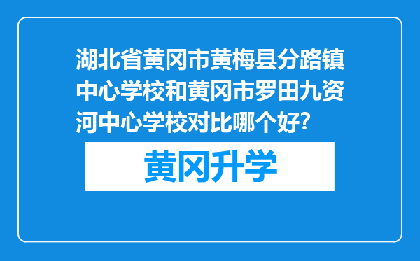 湖北省黄冈市黄梅县分路镇中心学校和黄冈市罗田九资河中心学校对比哪个好？