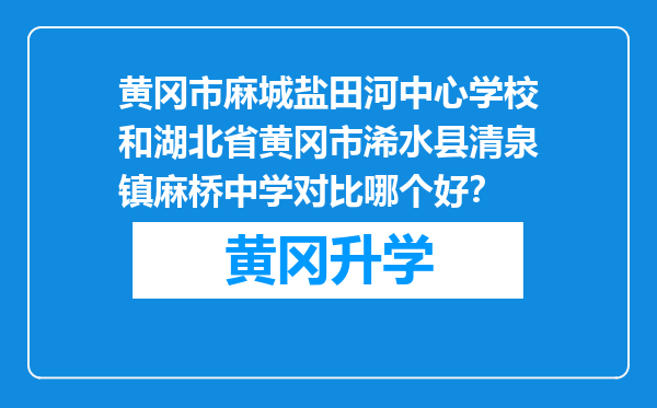 黄冈市麻城盐田河中心学校和湖北省黄冈市浠水县清泉镇麻桥中学对比哪个好？