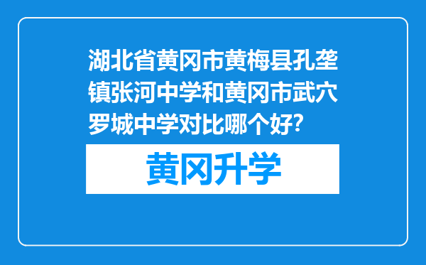 湖北省黄冈市黄梅县孔垄镇张河中学和黄冈市武穴罗城中学对比哪个好？