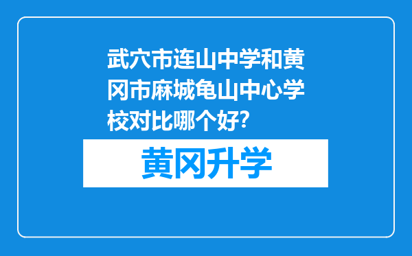 武穴市连山中学和黄冈市麻城龟山中心学校对比哪个好？