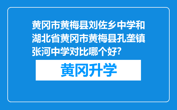 黄冈市黄梅县刘佐乡中学和湖北省黄冈市黄梅县孔垄镇张河中学对比哪个好？