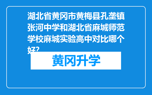 湖北省黄冈市黄梅县孔垄镇张河中学和湖北省麻城师范学校麻城实验高中对比哪个好？