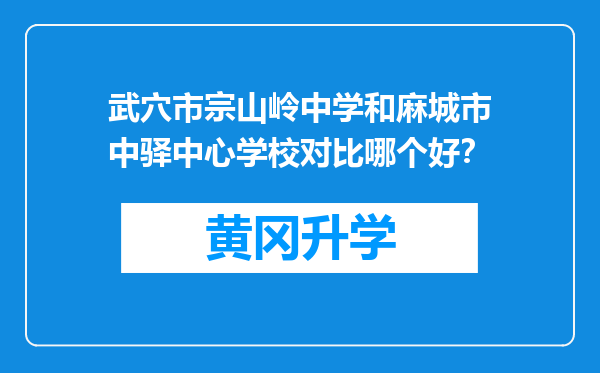 武穴市宗山岭中学和麻城市中驿中心学校对比哪个好？