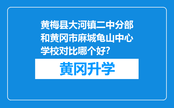 黄梅县大河镇二中分部和黄冈市麻城龟山中心学校对比哪个好？