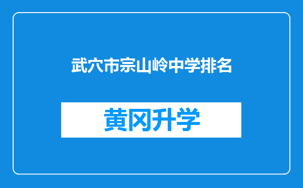 武穴市宗山岭中学排名