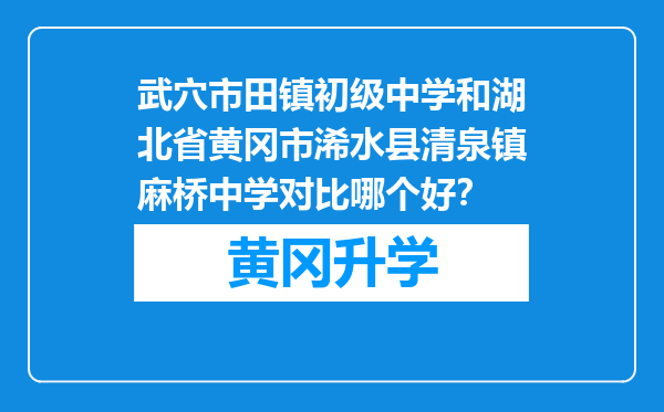 武穴市田镇初级中学和湖北省黄冈市浠水县清泉镇麻桥中学对比哪个好？