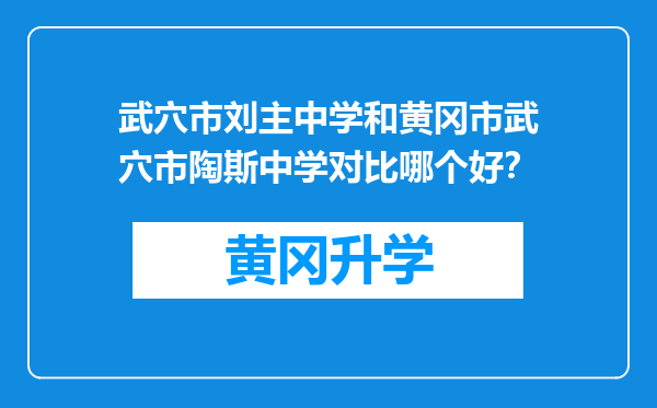 武穴市刘主中学和黄冈市武穴市陶斯中学对比哪个好？