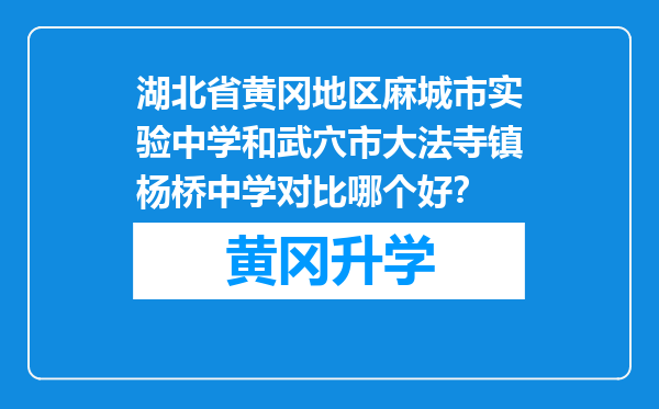 湖北省黄冈地区麻城市实验中学和武穴市大法寺镇杨桥中学对比哪个好？