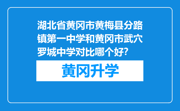 湖北省黄冈市黄梅县分路镇第一中学和黄冈市武穴罗城中学对比哪个好？