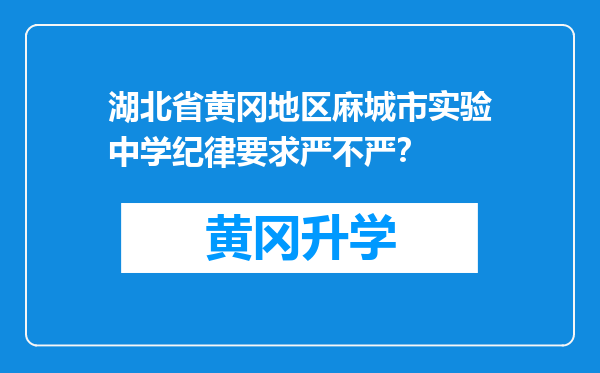 湖北省黄冈地区麻城市实验中学纪律要求严不严？