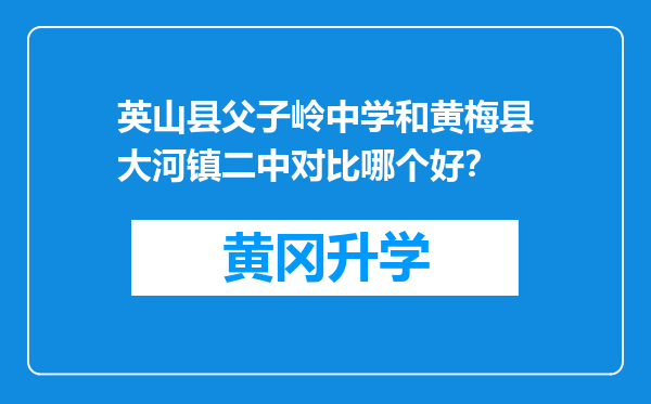 英山县父子岭中学和黄梅县大河镇二中对比哪个好？