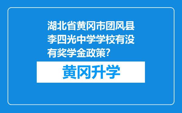 湖北省黄冈市团风县李四光中学学校有没有奖学金政策？