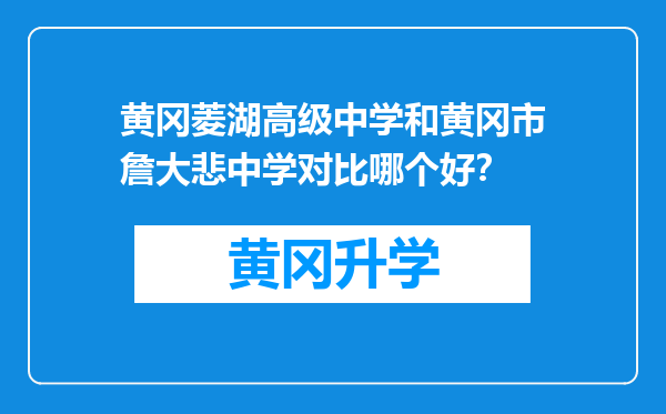 黄冈菱湖高级中学和黄冈市詹大悲中学对比哪个好？