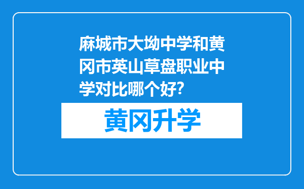 麻城市大坳中学和黄冈市英山草盘职业中学对比哪个好？