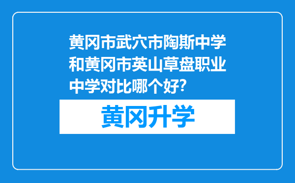 黄冈市武穴市陶斯中学和黄冈市英山草盘职业中学对比哪个好？