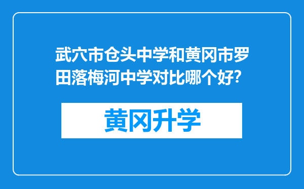 武穴市仓头中学和黄冈市罗田落梅河中学对比哪个好？