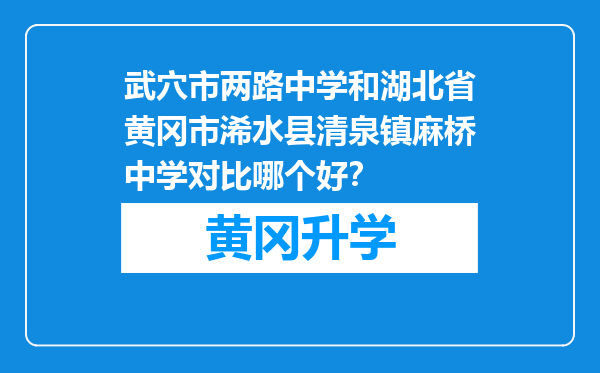 武穴市两路中学和湖北省黄冈市浠水县清泉镇麻桥中学对比哪个好？