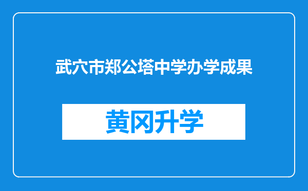 武穴市郑公塔中学办学成果