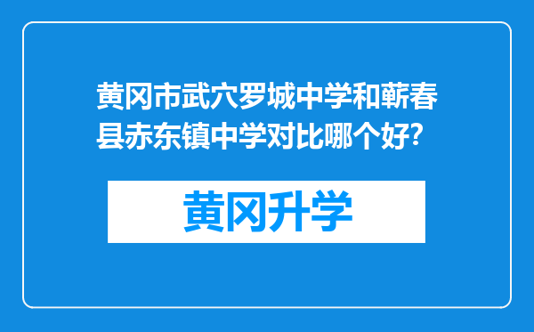 黄冈市武穴罗城中学和蕲春县赤东镇中学对比哪个好？