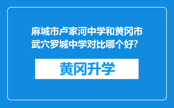 麻城市卢家河中学和黄冈市武穴罗城中学对比哪个好？