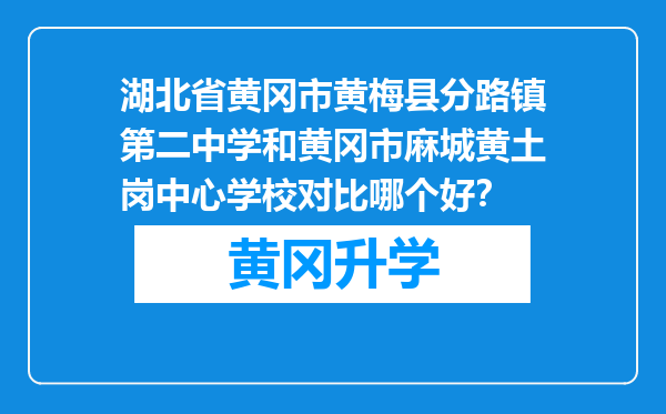 湖北省黄冈市黄梅县分路镇第二中学和黄冈市麻城黄土岗中心学校对比哪个好？