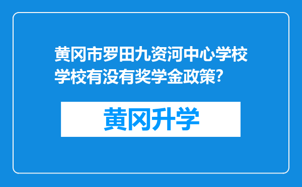 黄冈市罗田九资河中心学校学校有没有奖学金政策？