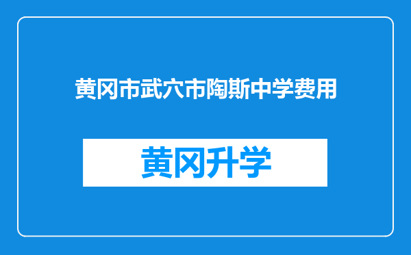 黄冈市武穴市陶斯中学费用