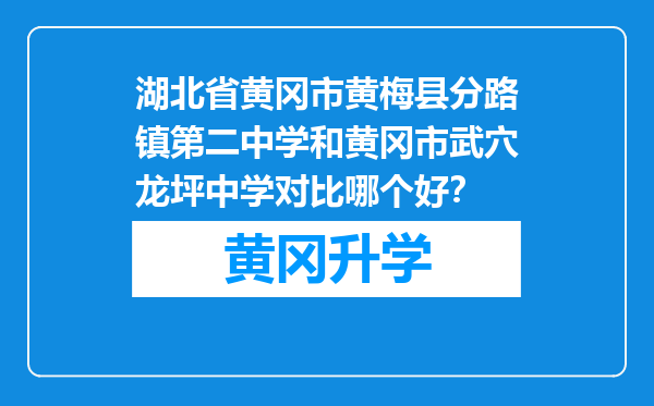 湖北省黄冈市黄梅县分路镇第二中学和黄冈市武穴龙坪中学对比哪个好？