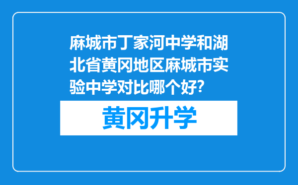 麻城市丁家河中学和湖北省黄冈地区麻城市实验中学对比哪个好？