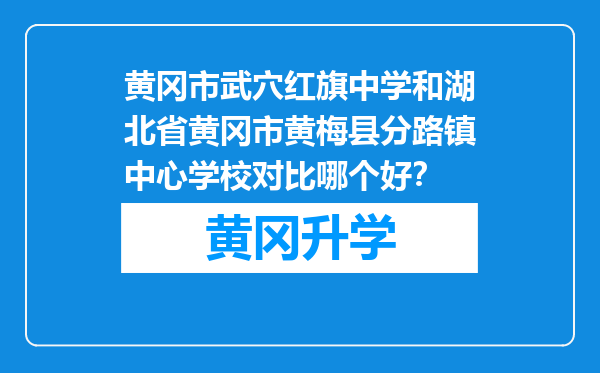 黄冈市武穴红旗中学和湖北省黄冈市黄梅县分路镇中心学校对比哪个好？