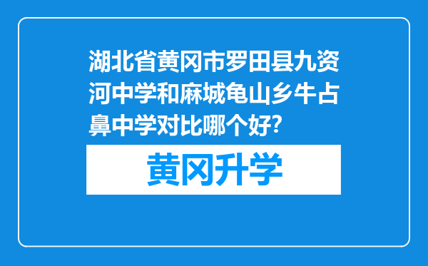 湖北省黄冈市罗田县九资河中学和麻城龟山乡牛占鼻中学对比哪个好？