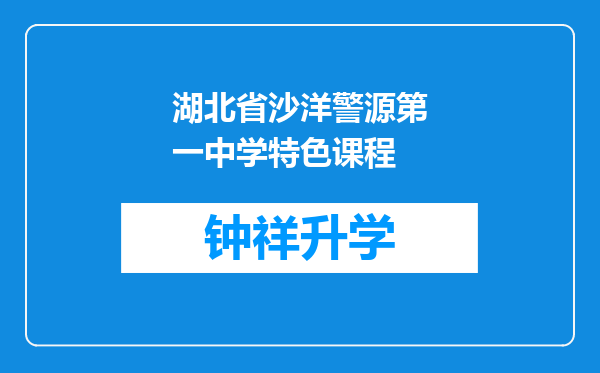 湖北省沙洋警源第一中学特色课程