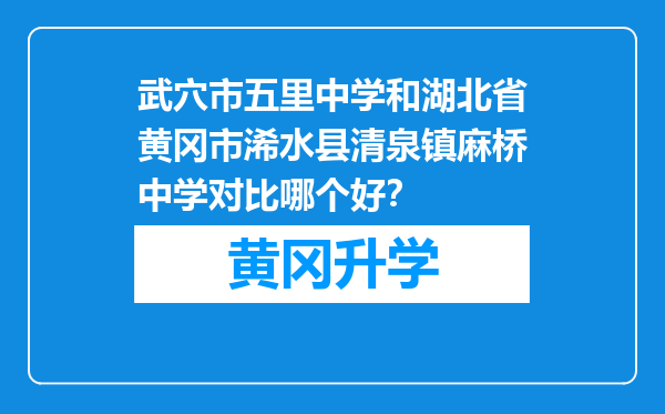 武穴市五里中学和湖北省黄冈市浠水县清泉镇麻桥中学对比哪个好？