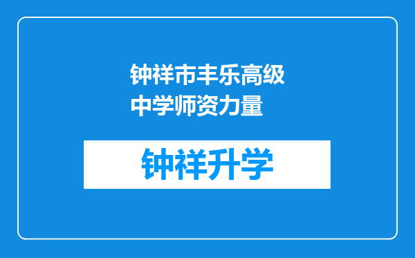 钟祥市丰乐高级中学师资力量