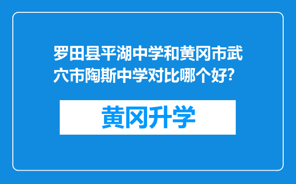 罗田县平湖中学和黄冈市武穴市陶斯中学对比哪个好？