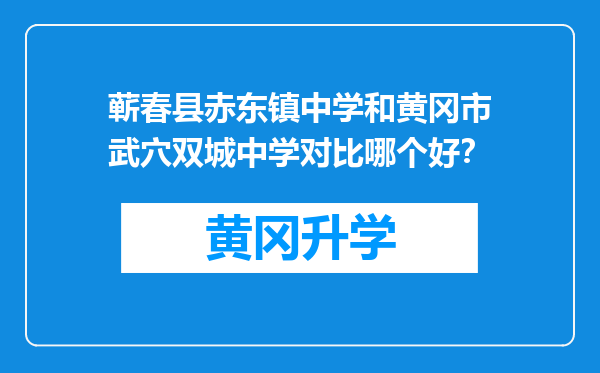 蕲春县赤东镇中学和黄冈市武穴双城中学对比哪个好？