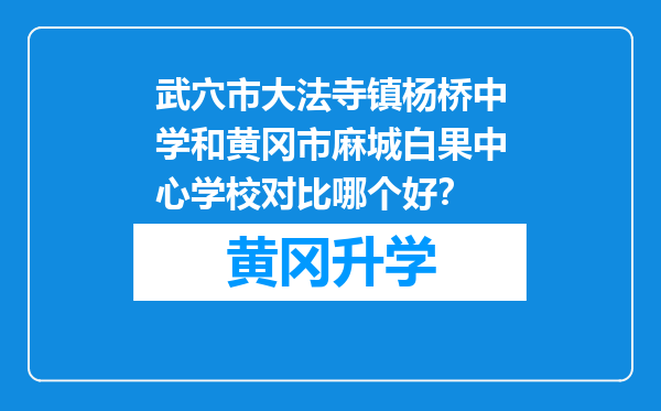 武穴市大法寺镇杨桥中学和黄冈市麻城白果中心学校对比哪个好？