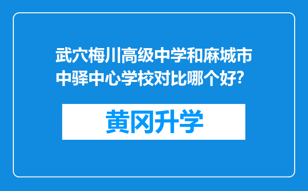 武穴梅川高级中学和麻城市中驿中心学校对比哪个好？