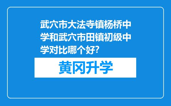 武穴市大法寺镇杨桥中学和武穴市田镇初级中学对比哪个好？