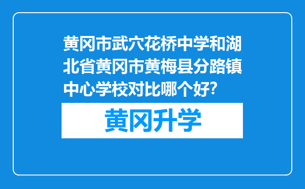 黄冈市武穴花桥中学和湖北省黄冈市黄梅县分路镇中心学校对比哪个好？