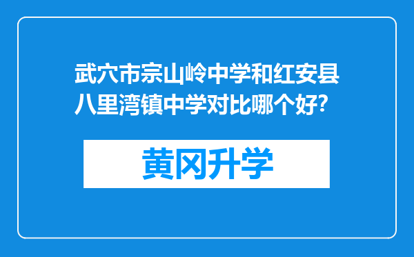 武穴市宗山岭中学和红安县八里湾镇中学对比哪个好？