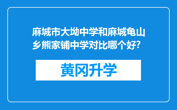 麻城市大坳中学和麻城龟山乡熊家铺中学对比哪个好？