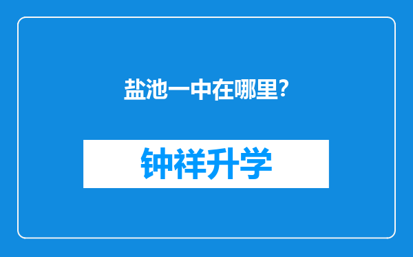 盐池一中在哪里？