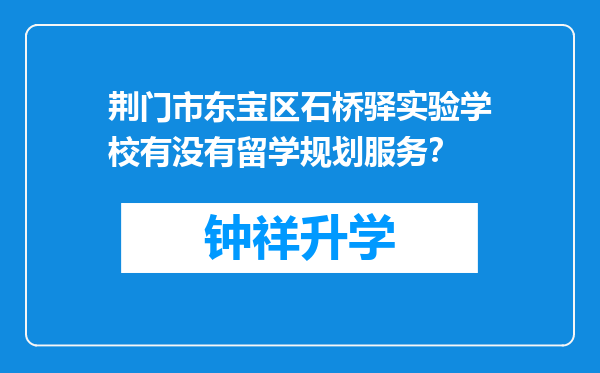 荆门市东宝区石桥驿实验学校有没有留学规划服务？