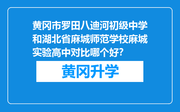 黄冈市罗田八迪河初级中学和湖北省麻城师范学校麻城实验高中对比哪个好？