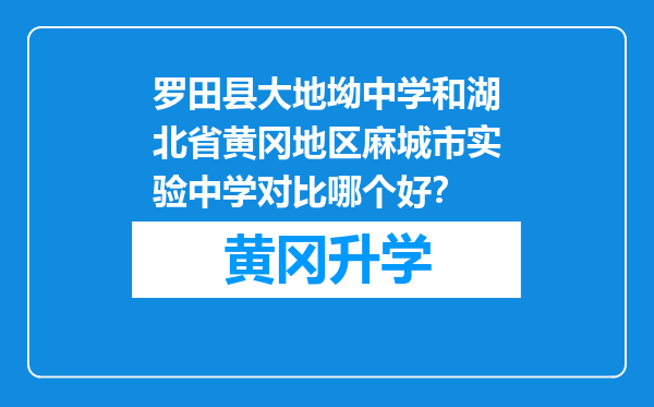 罗田县大地坳中学和湖北省黄冈地区麻城市实验中学对比哪个好？